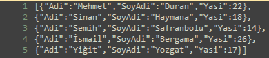 C Sharp ile Nesneler Üzerinde JSON Dönüşümleri