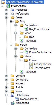 Asp.net MVC Areas (Tek Proje Kullanarak)